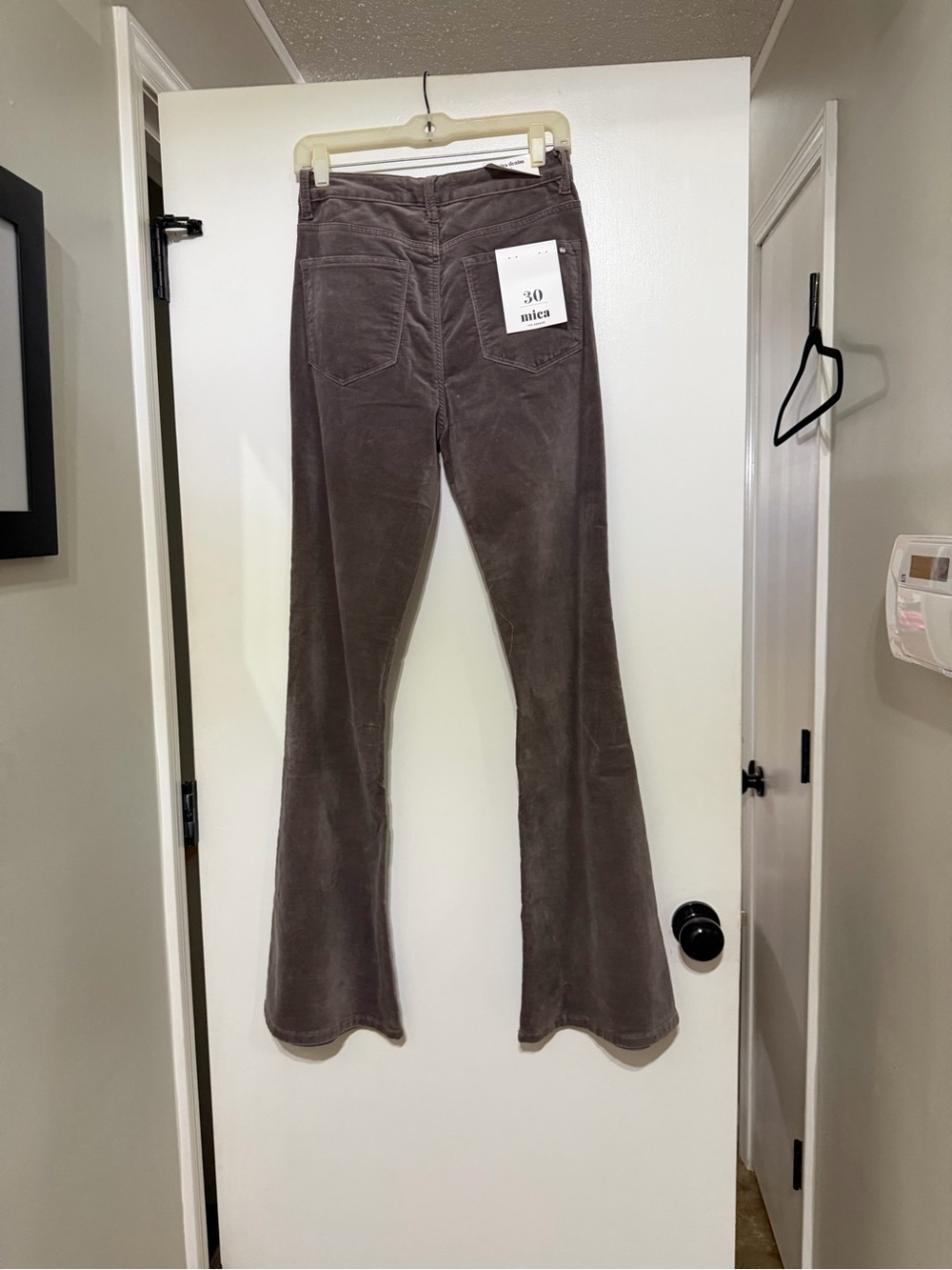 No rib Corduroy plush Flared Pants in dark taupe